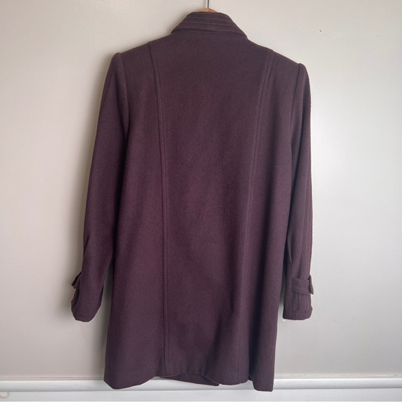 Vintage Double-Breasted Dark Plum/Brown Wool Coat by Original Good Elegance Sz 7 - Picture 4 of 6